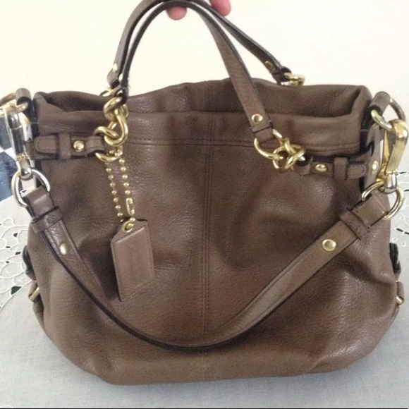 COACH brown brooke Leather Taupe Hobo purse - Picture 1 of 8